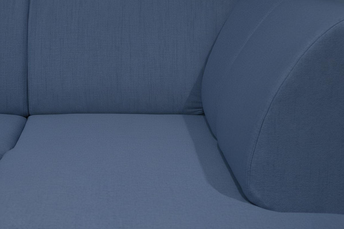 WOHNLANDSCHAFT Bouclé Blau  - Blau/Buchefarben, Design, Holz/Holzwerkstoff (310/160/145cm) - MID.YOU