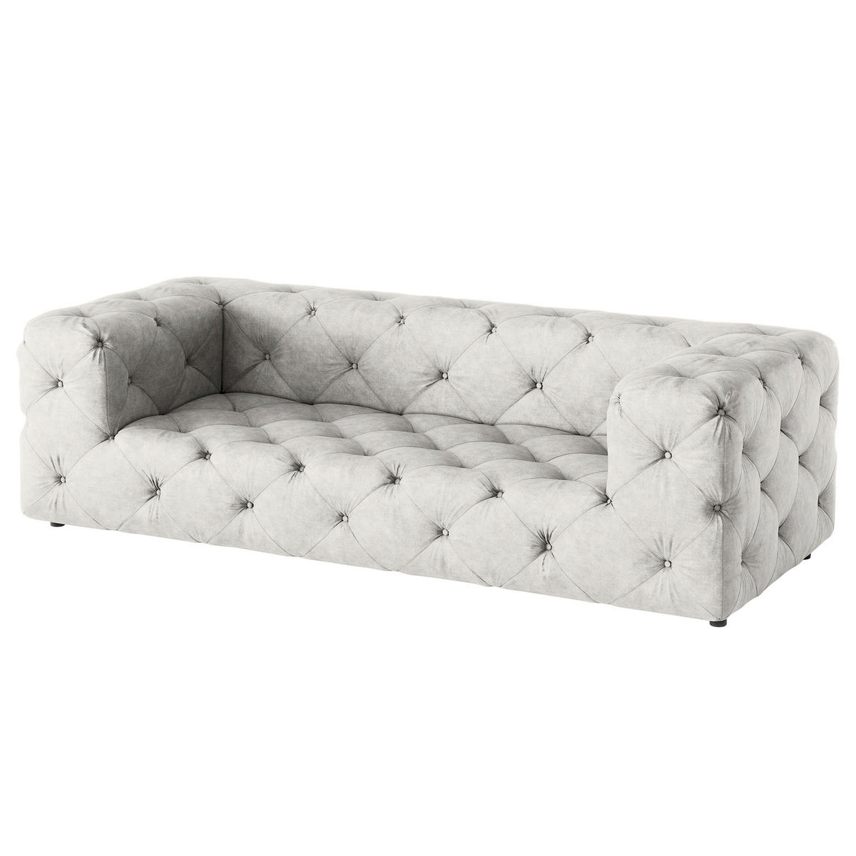 3-SITZER-SOFA Mikrofaser Hellgrau  - Hellgrau/Schwarz, Design, Kunststoff/Textil (230/71/100cm) - P & B