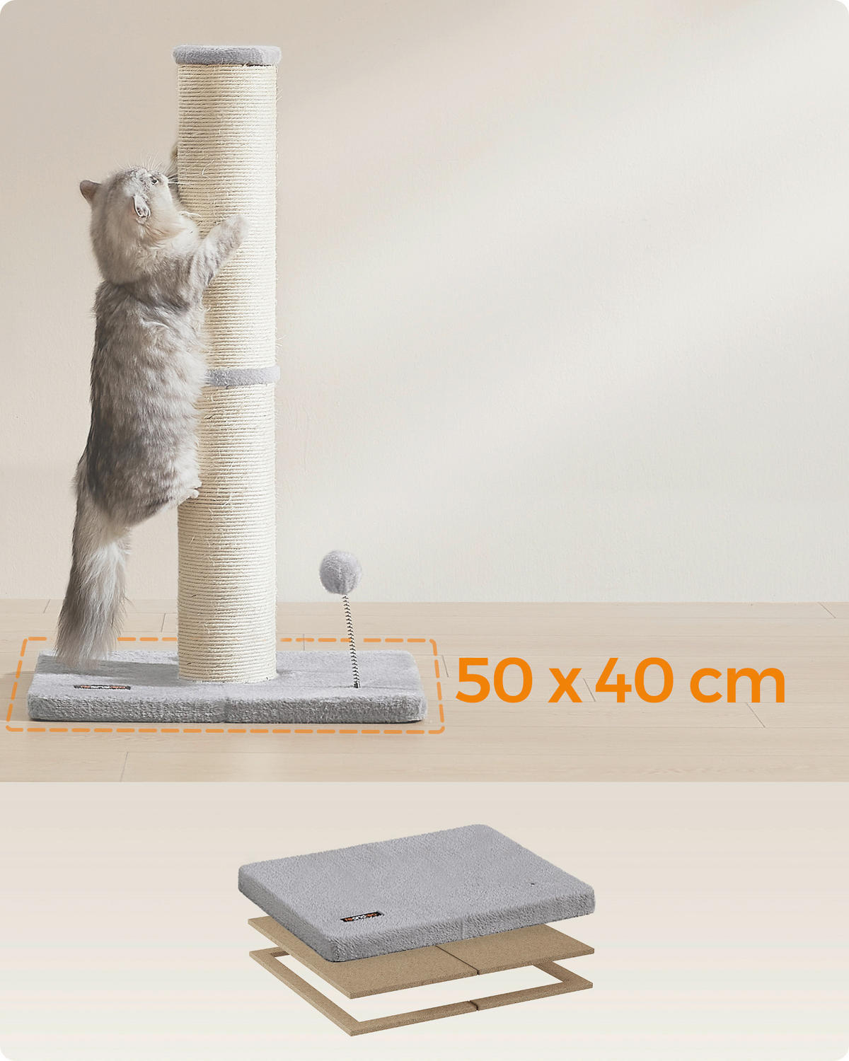KRATZBAUM - Beige/Grau, Trend, Papier/Holzwerkstoff (50/85/40cm) - Boxxx