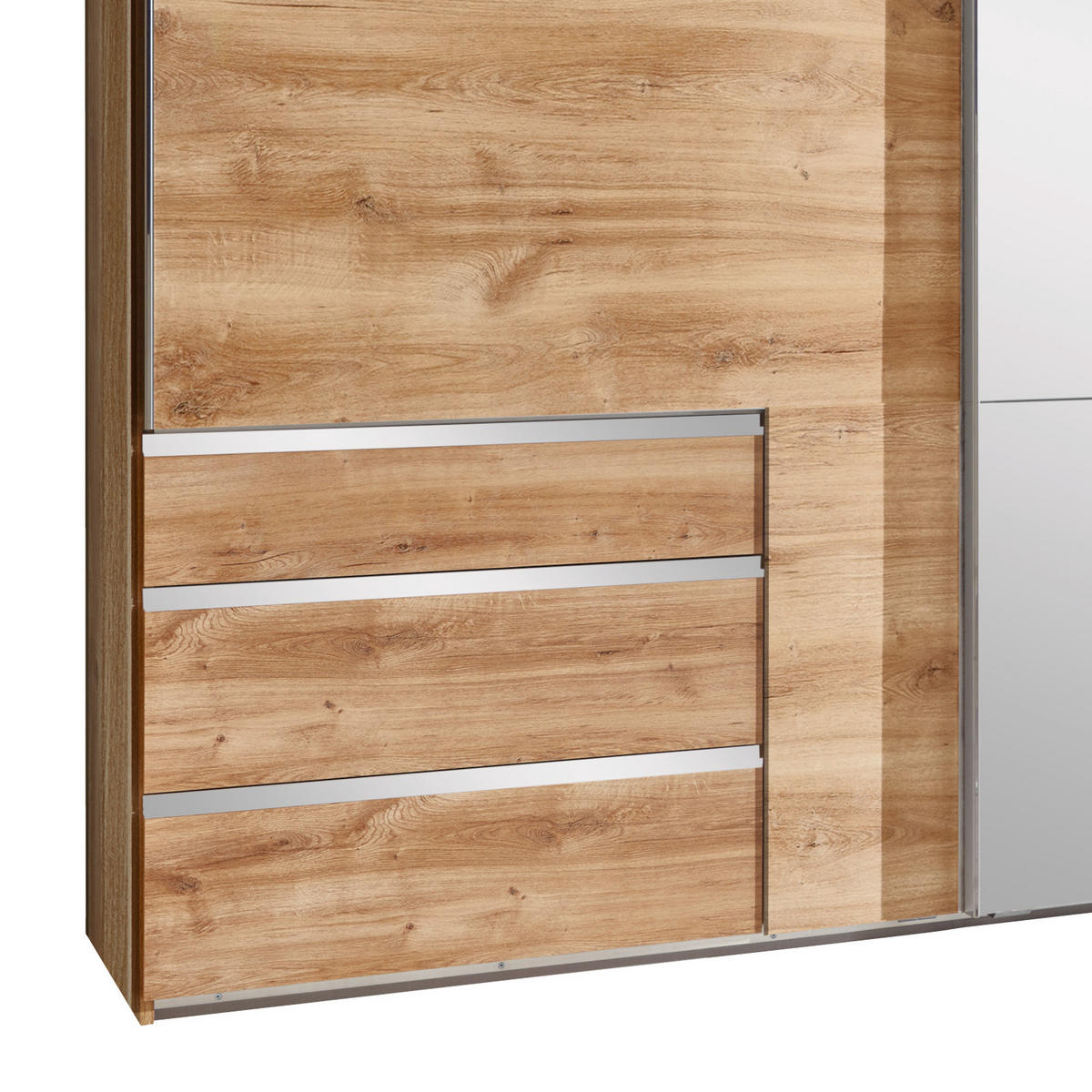 SCHWEBETÜRENSCHRANK in Eichefarben  - Chromfarben/Eichefarben, Modern, Glas/Holzwerkstoff (250/216/65cm) - MID.YOU