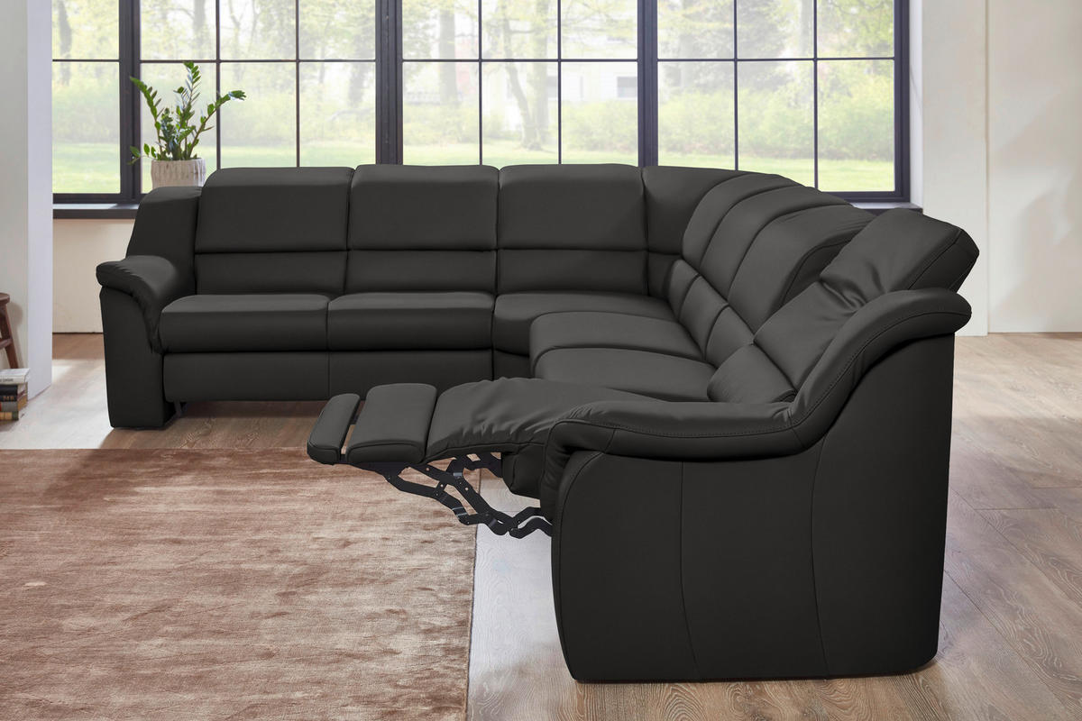 ECKSOFA 260/324 cm  in Echtleder Grau  260/324 cm  - Schwarz/Grau, KONVENTIONELL, Leder/Kunststoff (260/324cm) - Cantus