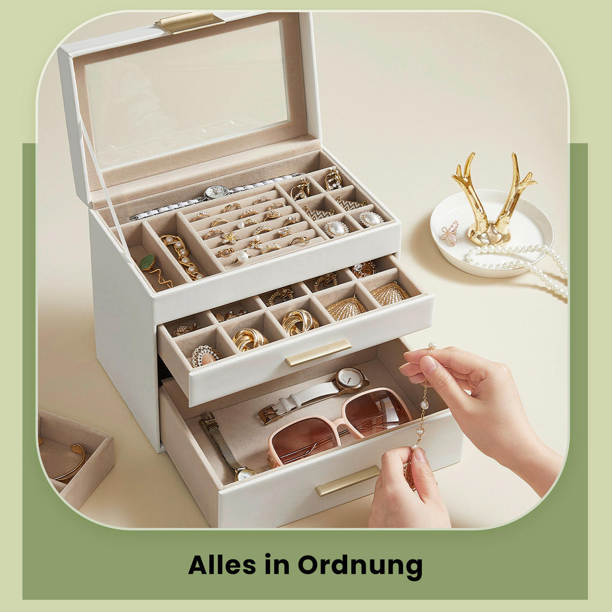 SCHMUCKKÄSTCHEN 25,1/21.5/15,3 cm  - Weiß, LIFESTYLE, Holzwerkstoff (25,1/21.5/15,3cm)