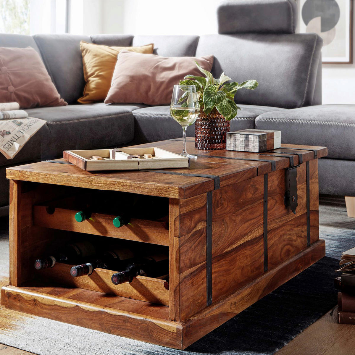COUCHTISCH in Holz 100/60/40 cm  - Sheeshamfarben, Design, Holz (100/60/40cm) - MID.YOU