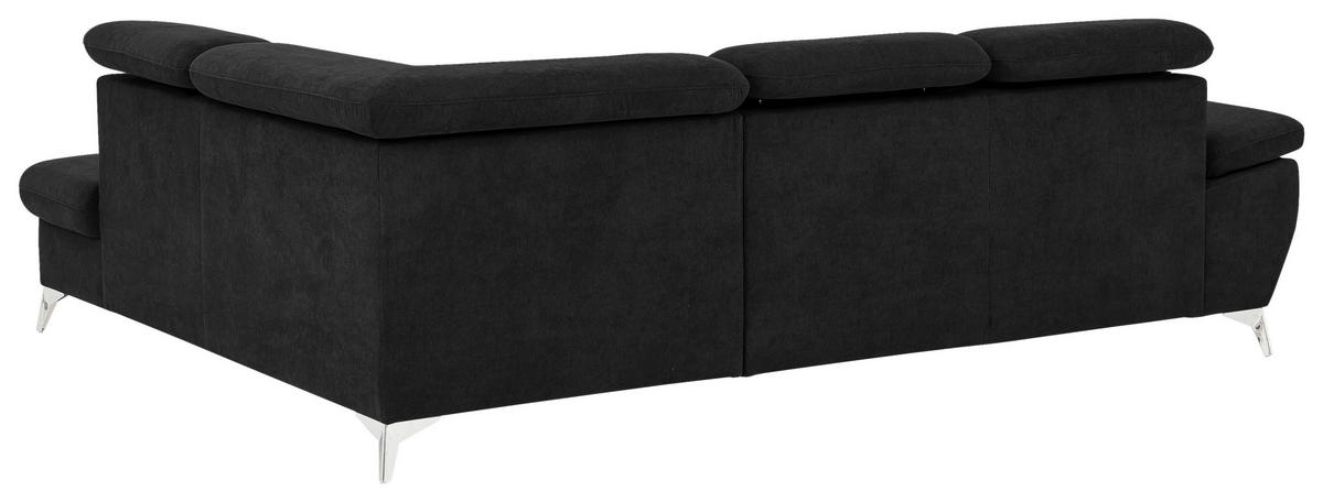 ECKSOFA in Mikrofaser Schwarz  - Chromfarben/Schwarz, Konventionell, Textil/Metall (256/209cm) - Livetastic