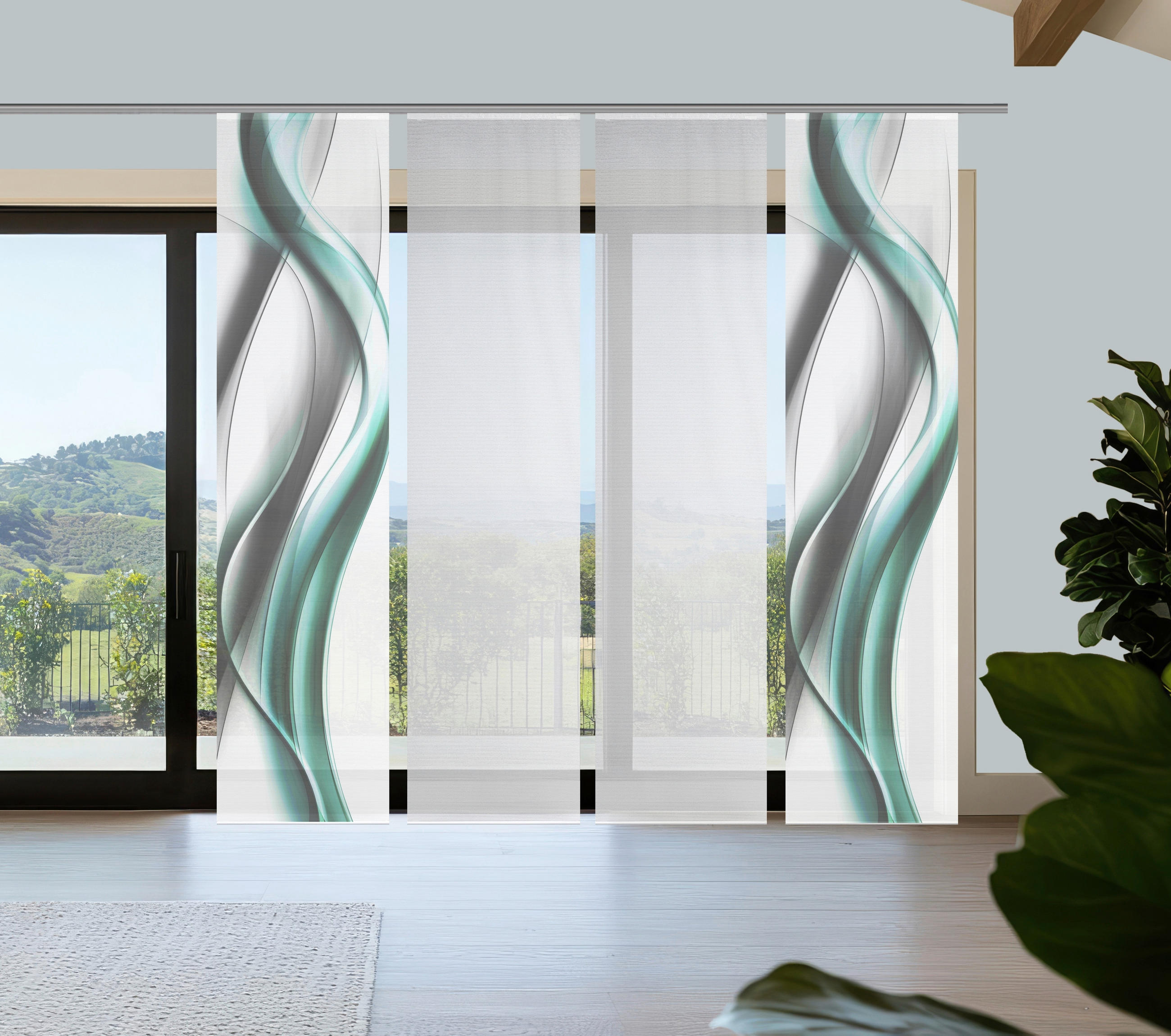 FLÄCHENVORHANG  4 Stück  blickdicht  60/260 cm   - Weiß/Grau, Design, Textil (60/260cm)