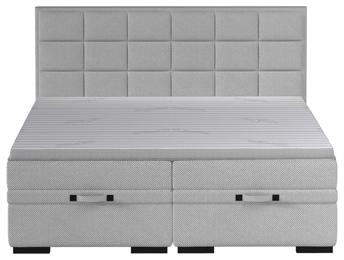 BOXSPRINGBETT 180/200 cm  in Hellgrau  - Hellgrau/Schwarz, Konventionell, Kunststoff/Textil (180/200cm) - home24