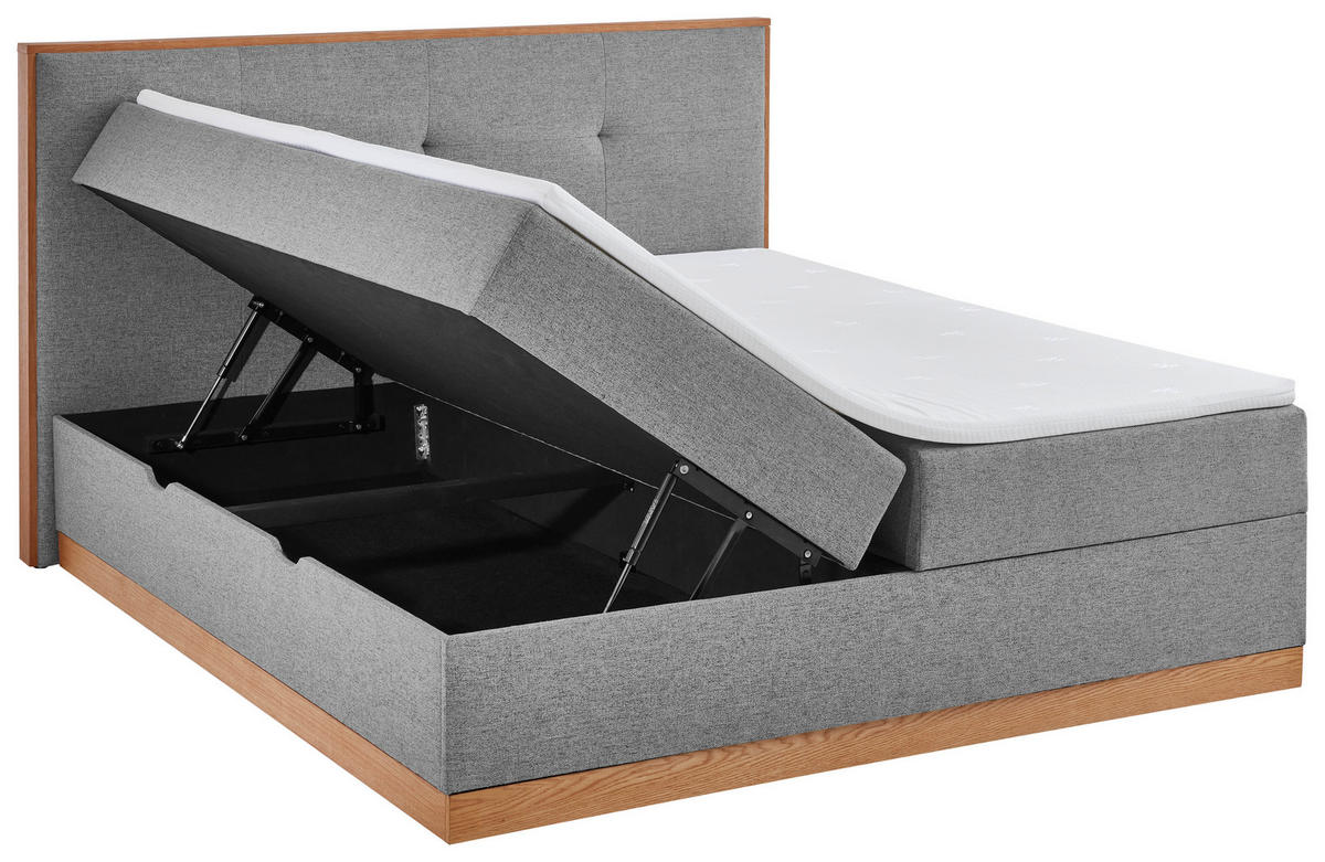 BOXBETT 180/200 cm  in Grau  - Eichefarben/Grau, Basics, Holzwerkstoff/Textil (180/200cm) - Boxxx