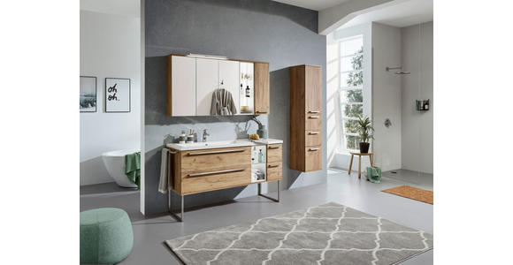 BADEZIMMER in 145 cm - Eichefarben/Weiß, Basics, Glas/Holzwerkstoff (145cm) - Dieter Knoll