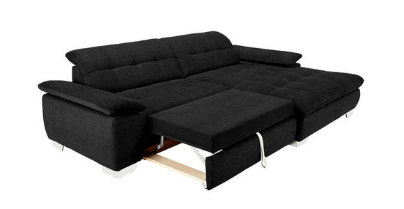 ECKSOFA in Mikrofaser Graphitfarben  - Chromfarben/Graphitfarben, Design, Textil/Metall (265/180cm) - Carryhome