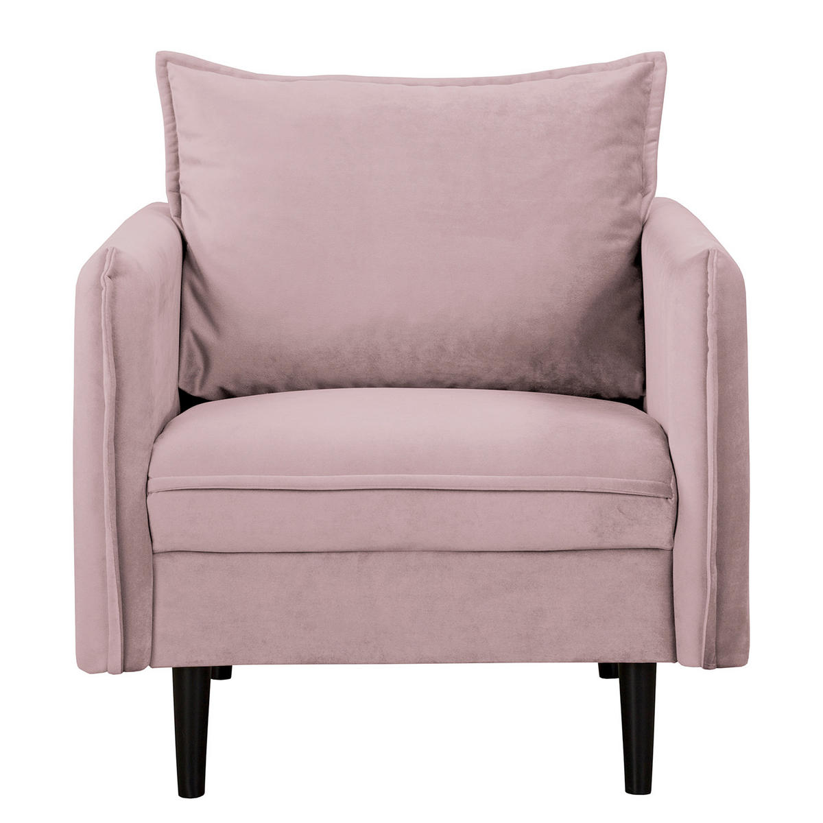 SESSEL in Samt Rosa  - Schwarz/Rosa, Design, Holz/Textil (74/86/100cm) - P & B