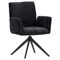 ARMLEHNSTUHL  Sitzfläche 360° drehbar, automatische Rückholfunktion Cord  - Graphitfarben/Schwarz, Design, Textil/Metall (65/90/60cm) - Novel
