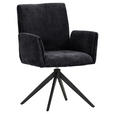 ARMLEHNSTUHL  Sitzfläche 360° drehbar, automatische Rückholfunktion Cord  - Schwarz/Graphitfarben, Design, Textil/Metall (65/90/60cm) - Novel