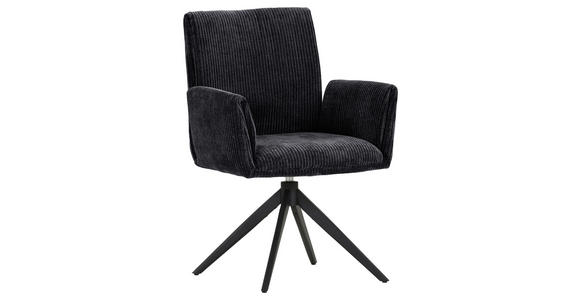 ARMLEHNSTUHL  Sitzfläche 360° drehbar, automatische Rückholfunktion Cord  - Schwarz/Graphitfarben, Design, Textil/Metall (65/90/60cm) - Novel