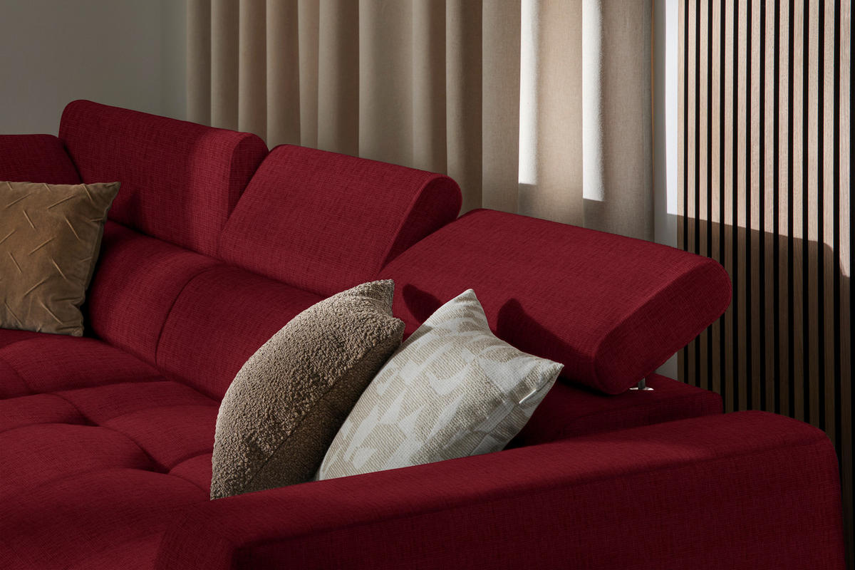 ECKSOFA in Chenille Rot  205/284 cm  - Rot/Schwarz, Design, Kunststoff/Textil (205/284cm) - Xora