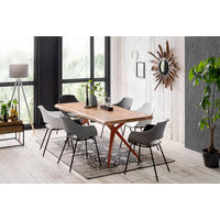 ESSTISCH 180/90/78,5 cm Echtholz  Holz, Metall rechteckig Braun, Naturfarben  - Braun/Naturfarben, MODERN, Holz/Metall (180/90/78,5cm) - MID.YOU