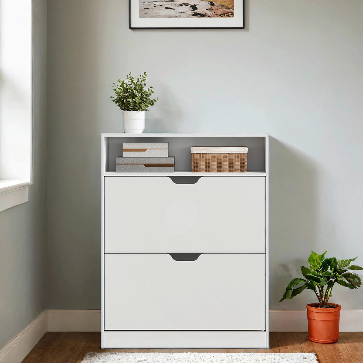 SCHUHSCHRANK Weiß  - Weiß, Trend, Holzwerkstoff (80/102/24cm) - Boxxx