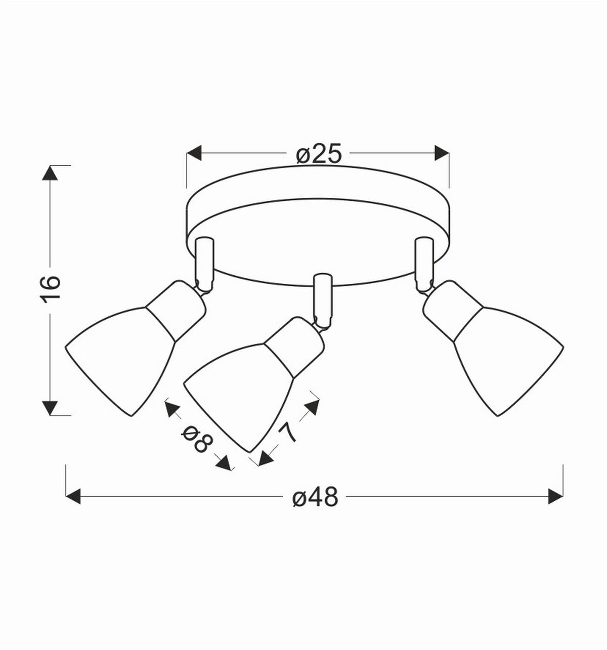 STRAHLER 48/48/16 cm   - Schwarz/Weiß, KONVENTIONELL, Metall (48/48/16cm)