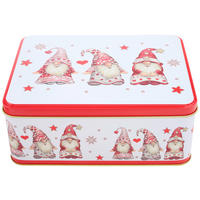 KEKSZESDOBOZ   - piros/fehér, Basics, fém (20,5/15,5/8,3cm) - X-Mas