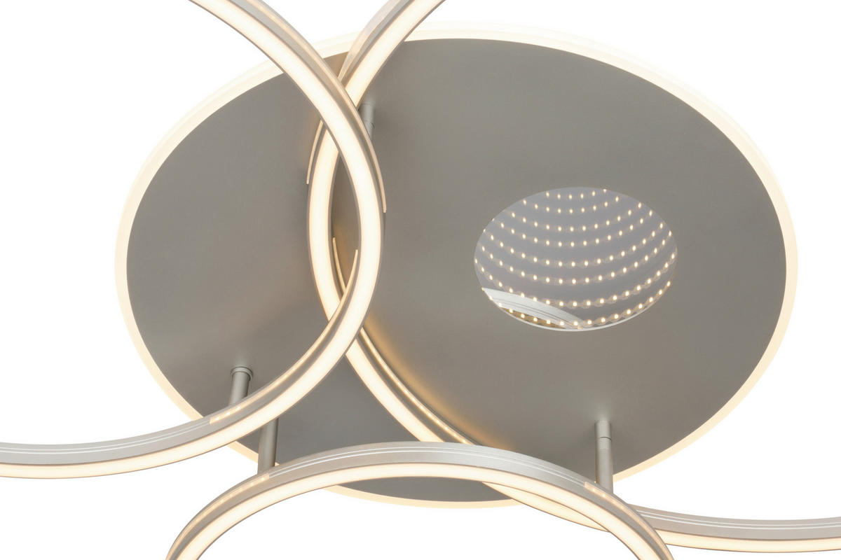 LED-DECKENLEUCHTE Oria 111/86/13 cm  - Nickelfarben, Design, Kunststoff/Metall (111/86/13cm) - Novel