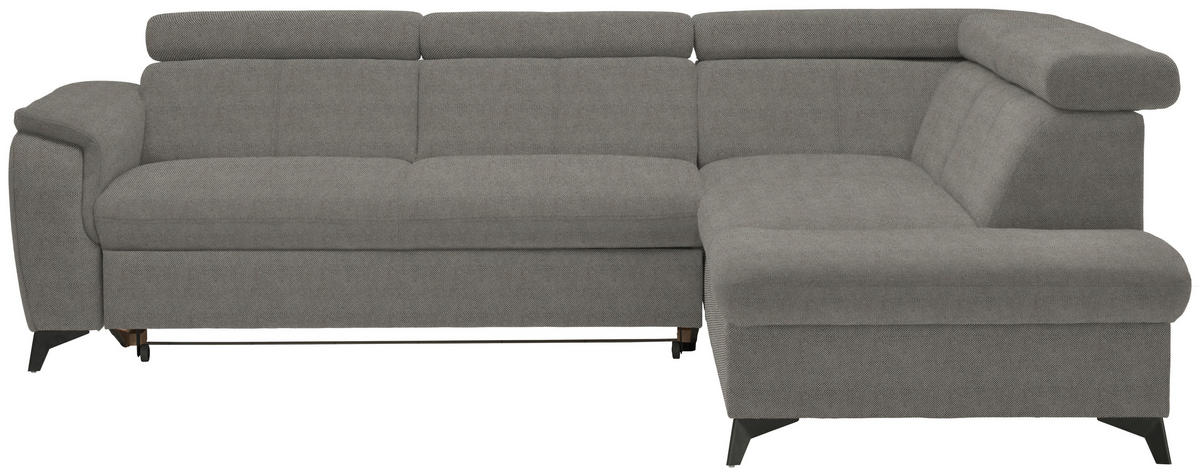 ECKSOFA in Webstoff Grau  - Schwarz/Grau, Design, Textil/Metall (260/203cm) - Stylife
