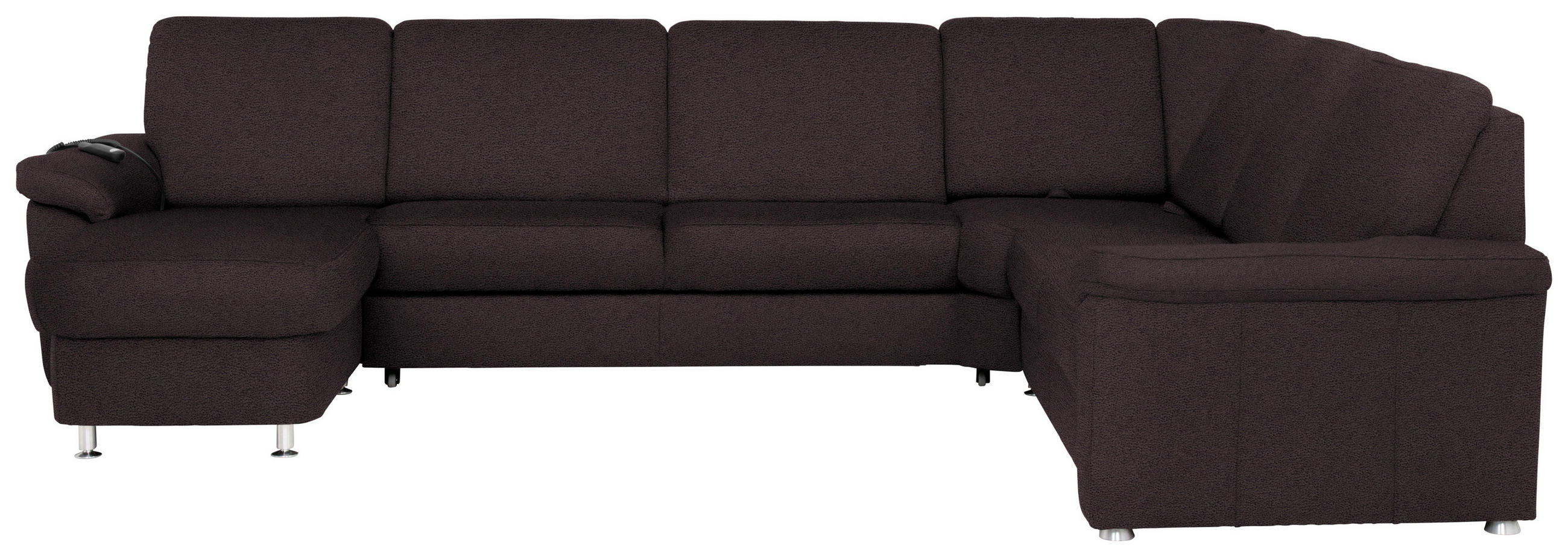 WOHNLANDSCHAFT in Flachgewebe Mokka  - Chromfarben/Mokka, Konventionell, Textil/Metall (163/330/240cm) - Beldomo System