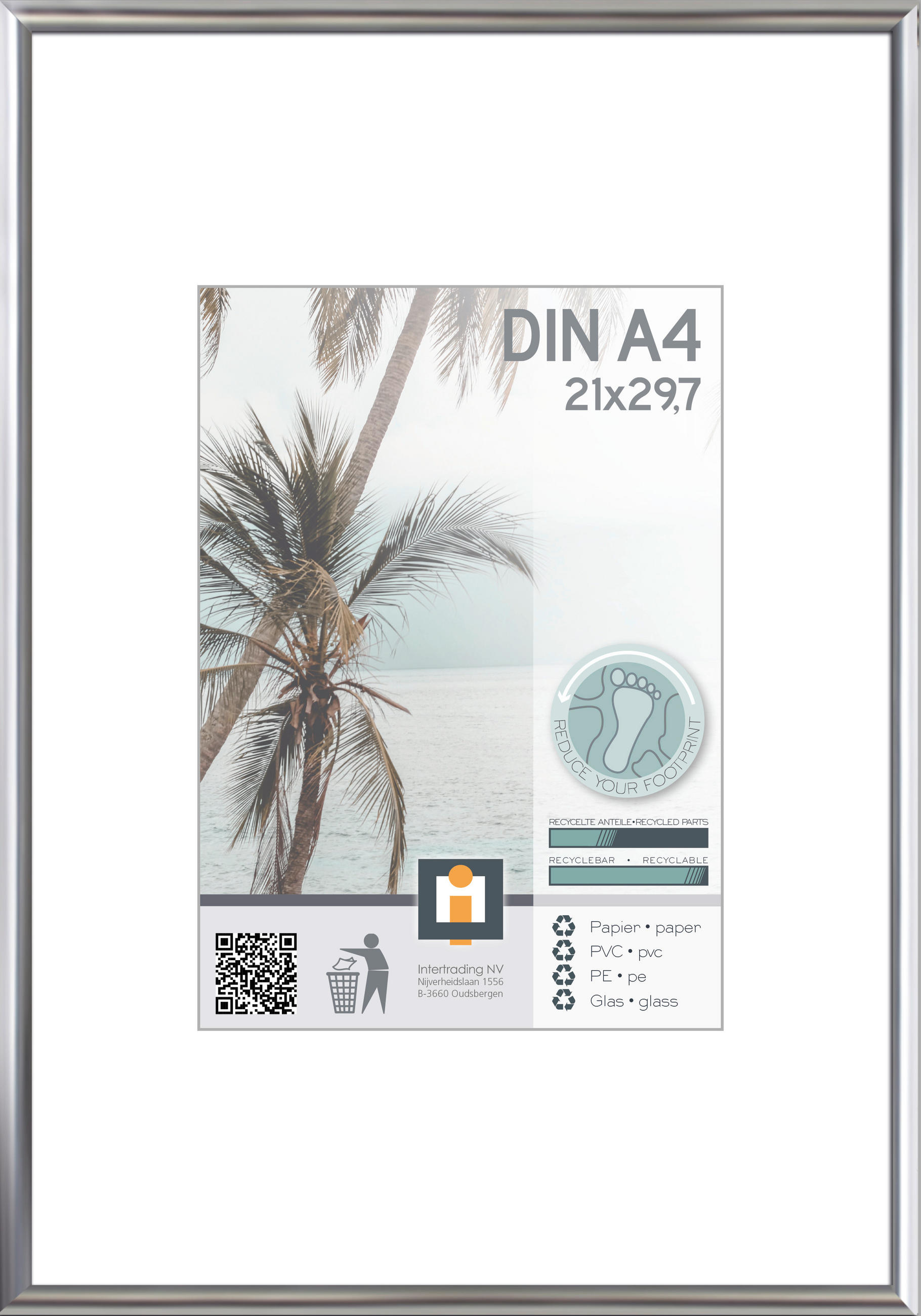 RÁM NA OBRAZY, 1 foto 21 cm x 29,7 cm - barvy stříbra, Basics, plast/sklo (30,7/22,1cm)