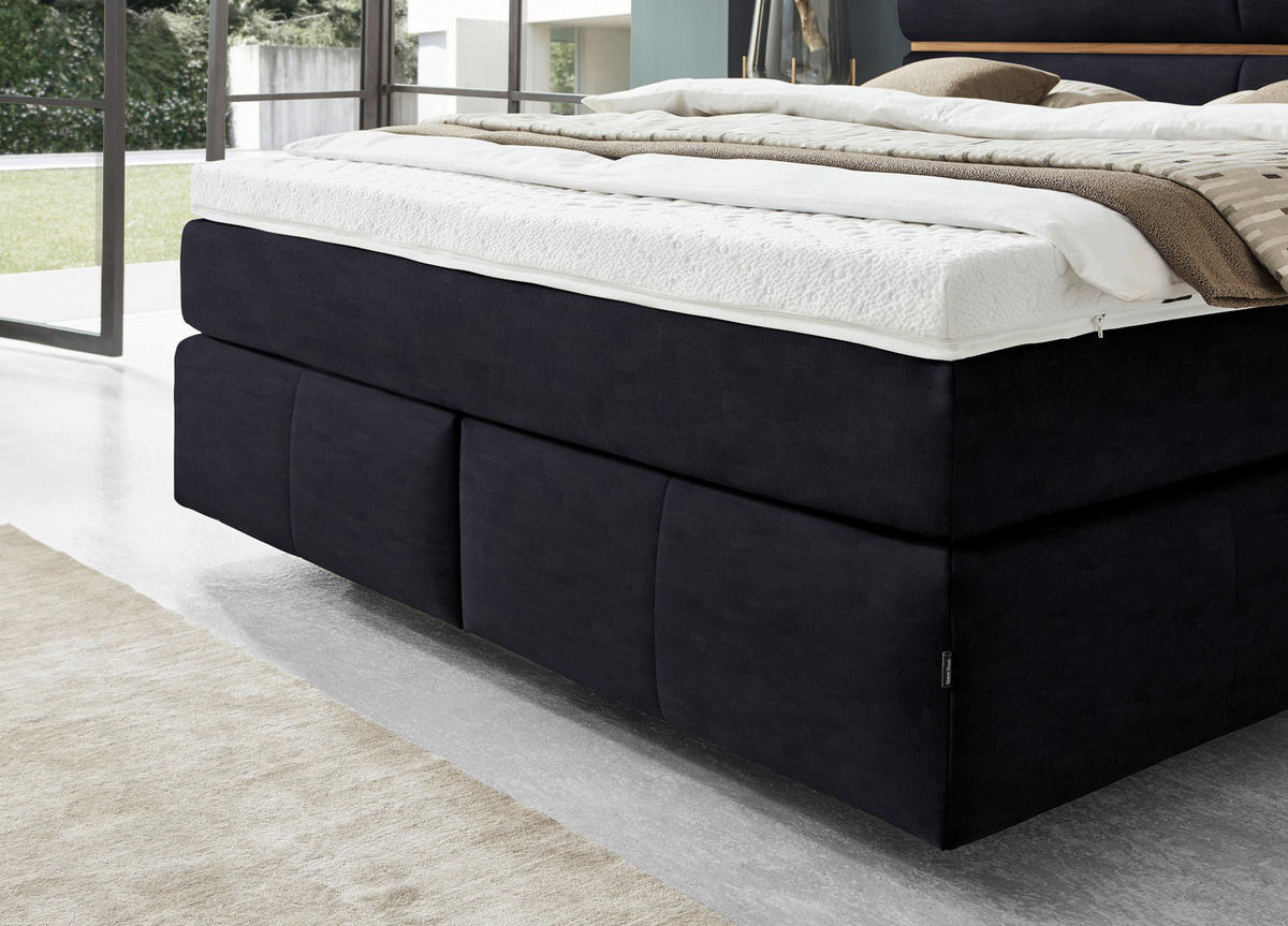 BOXSPRINGBETT 180/200 cm  in Eichefarben, Graphitfarben  - Eichefarben/Schwarz, Konventionell, Holz/Kunststoff (180/200cm) - Dieter Knoll
