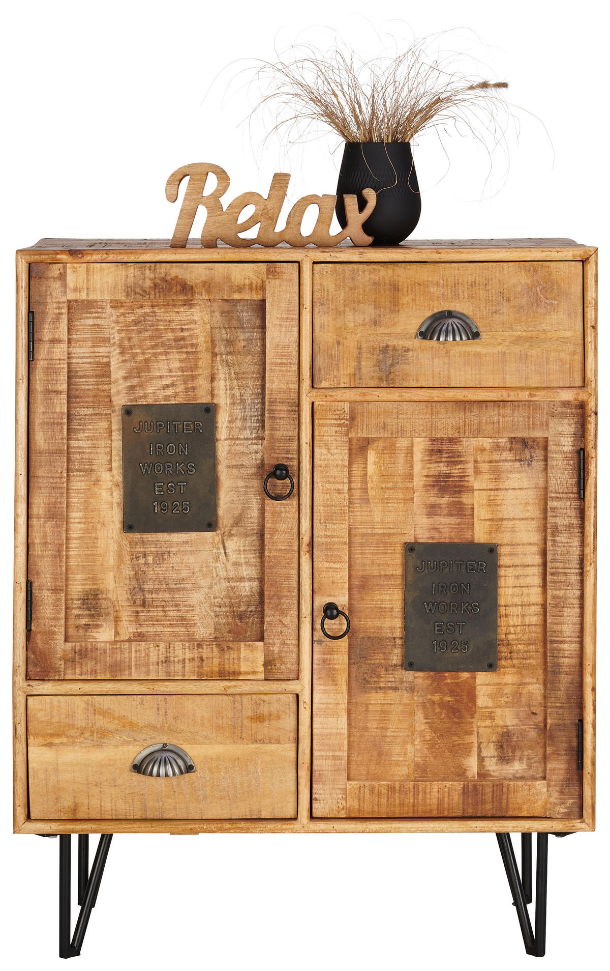 KOMMODE 80/100/40 cm  in Naturfarben, Hellbraun  - Hellbraun/Schwarz, Lifestyle, Holz/Metall (80/100/40cm) - Landscape