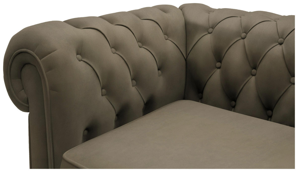 CHESTERFIELD-SOFA in Lederlook Schlammfarben  - Wengefarben/Schlammfarben, Lifestyle, Holz/Textil (206/76,5/96cm) - Landscape