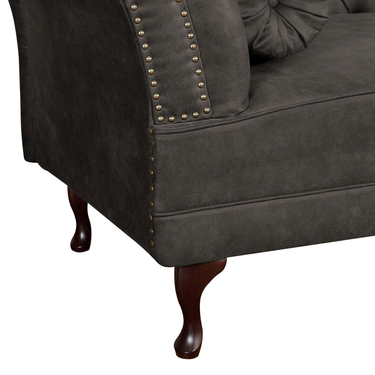 RÉCAMIERE Pako in Lederlook Grau  - Braun/Grau, Design, Holz/Textil (185/93/75cm) - Livetastic