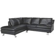 SEDEŽNA GARNITURA črna usnje - aluminij/črna, Design, usnje (246/225cm) - Celina Home
