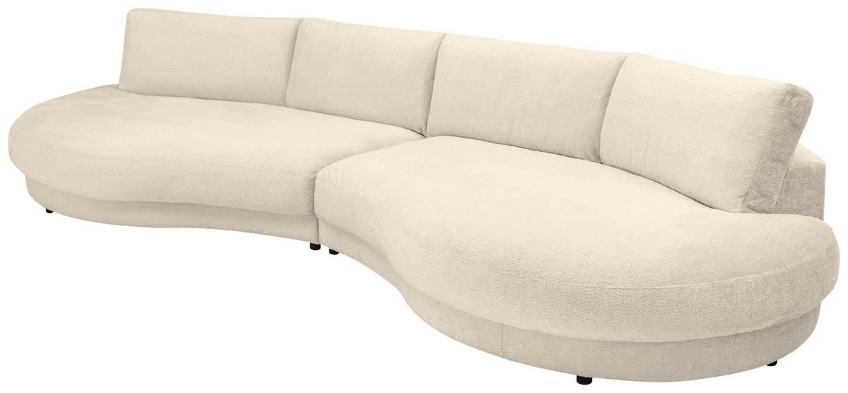 BIGSOFA  in Chenille Creme  - Creme/Schwarz, Design, Kunststoff/Textil (410/86/166cm) - Pure Home Lifestyle