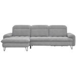 ECKSOFA in Chenille Hellgrau  - Hellgrau/Schwarz, LIFESTYLE, Textil/Metall (180/310cm) - Valnatura