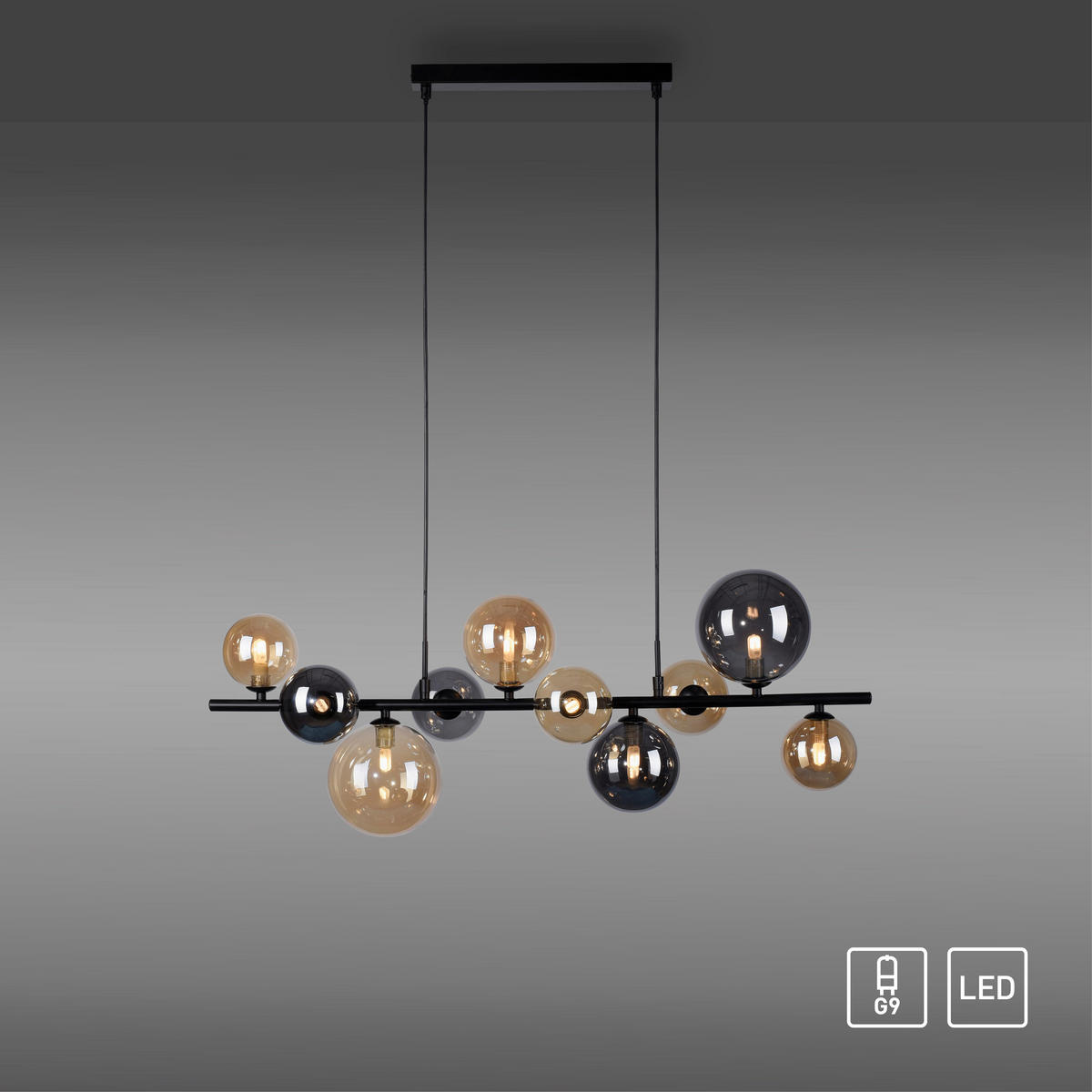 STROPNÍ ZÁVĚSNÉ LED SVÍTIDLO - černá, Trend, kov/plast (85/35/150cm)