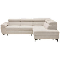ECKSOFA in Flachgewebe Beige  - Beige/Schwarz, Design, Textil/Metall (266/206cm) - Stylife
