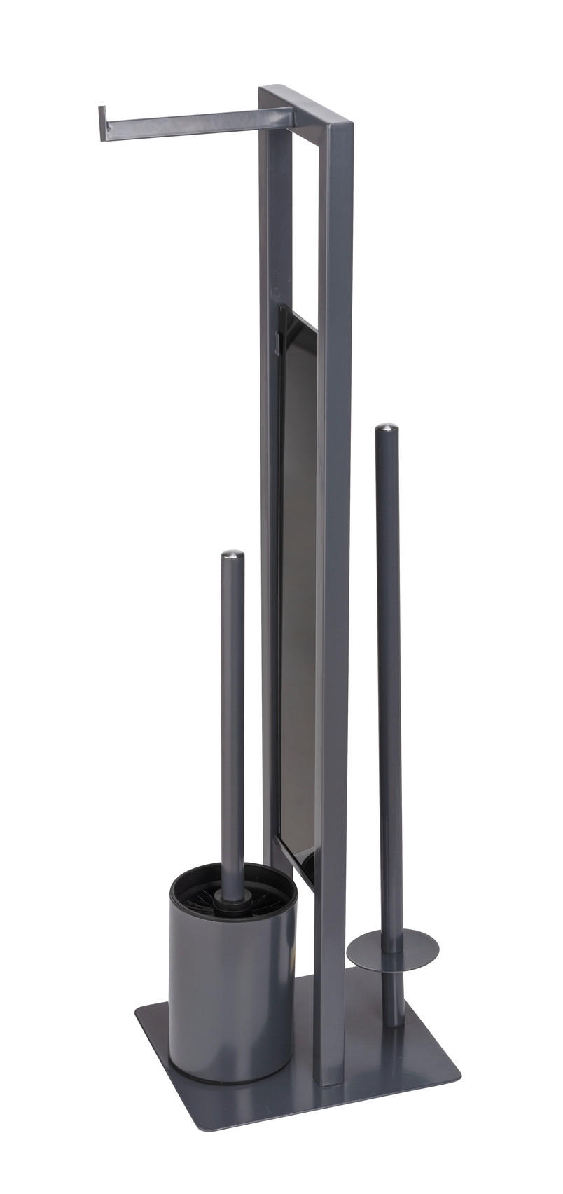 WC-BÜRSTENKOMBINATION - Schwarz/Grau, KONVENTIONELL, Glas/Kunststoff (18/70/23cm) - Wenko