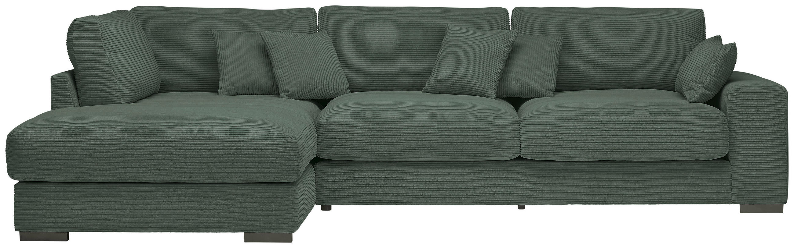 ECKSOFA Waldgrün Cord  - Waldgrün/Schwarz, Design, Kunststoff/Textil (205/340cm) - home24