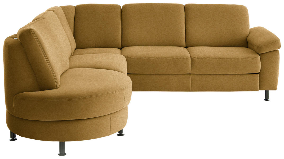 ECKSOFA  in Flachgewebe Currygelb  252/248 cm  - Currygelb/Schwarz, KONVENTIONELL, Textil/Metall (252/248cm) - Beldomo Comfort