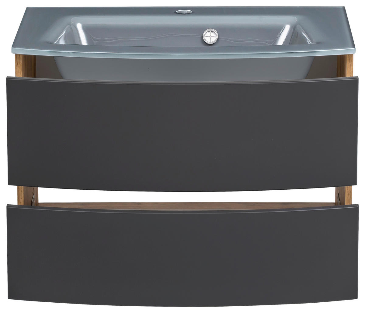 SKRINKA S UMÝVADLOM, sivá, farba duba, 80 cm - sivá/farba duba, Konventionell, kompozitné drevo/sklo (80cm) - Held