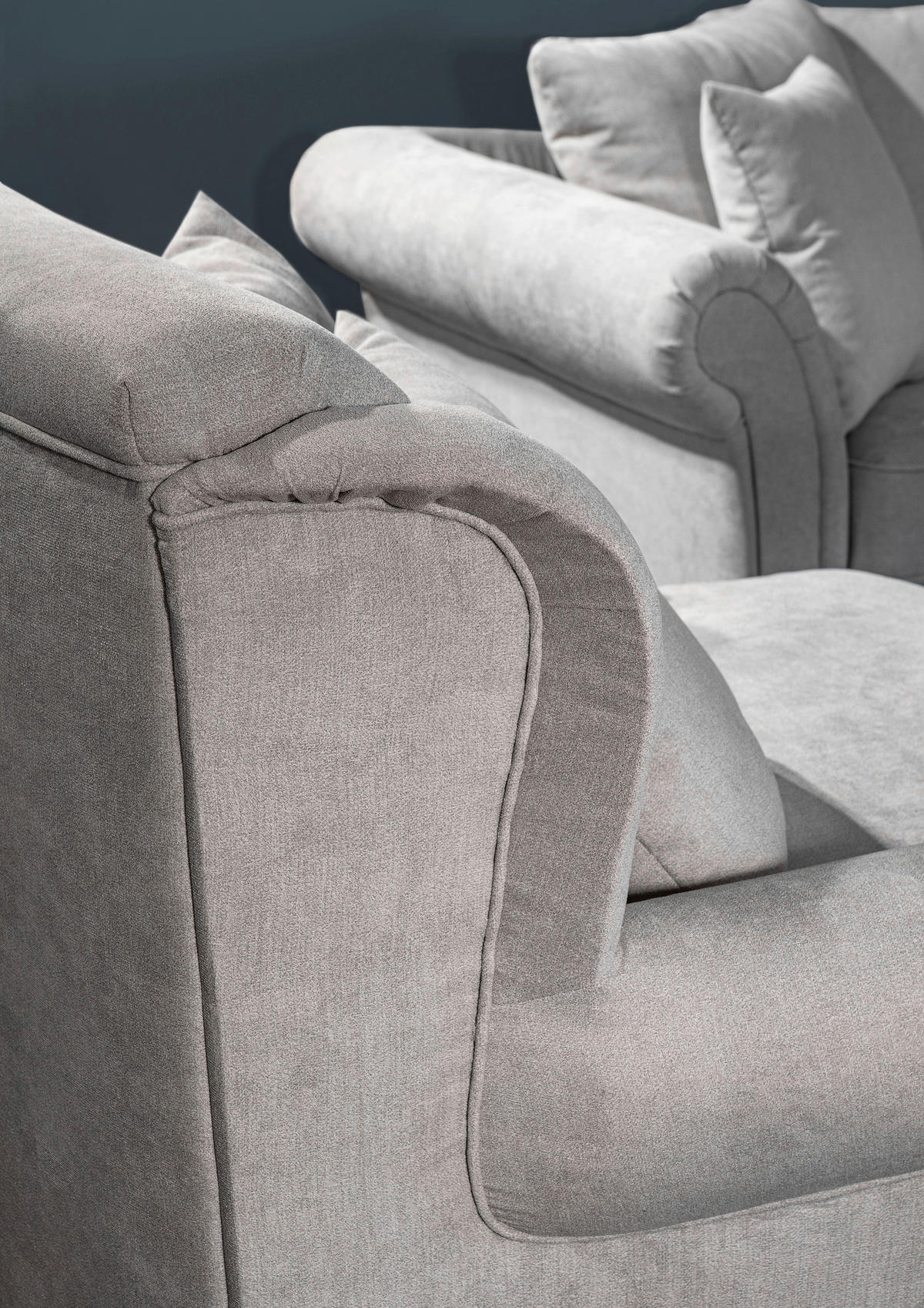 XXL-FÅTÖLJ i trä, textil ljusgrå  - ljusgrå/mörkbrun, Klassisk, trä/textil (125/102/125cm) - Livetastic