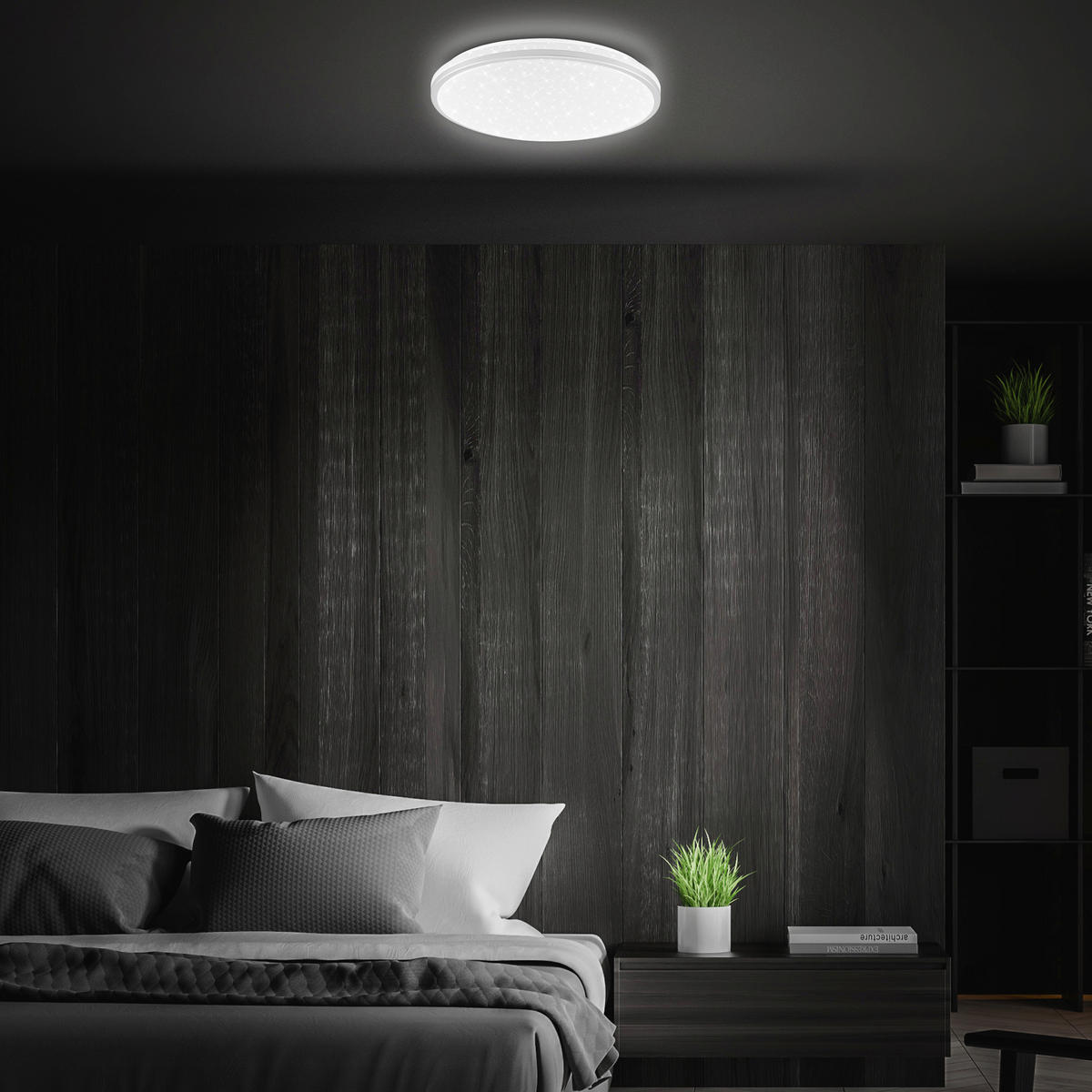 STROPNA LED-SVETILKA   //4000 K// - barve kroma/bela, Basics, umetna masa (33/6cm)