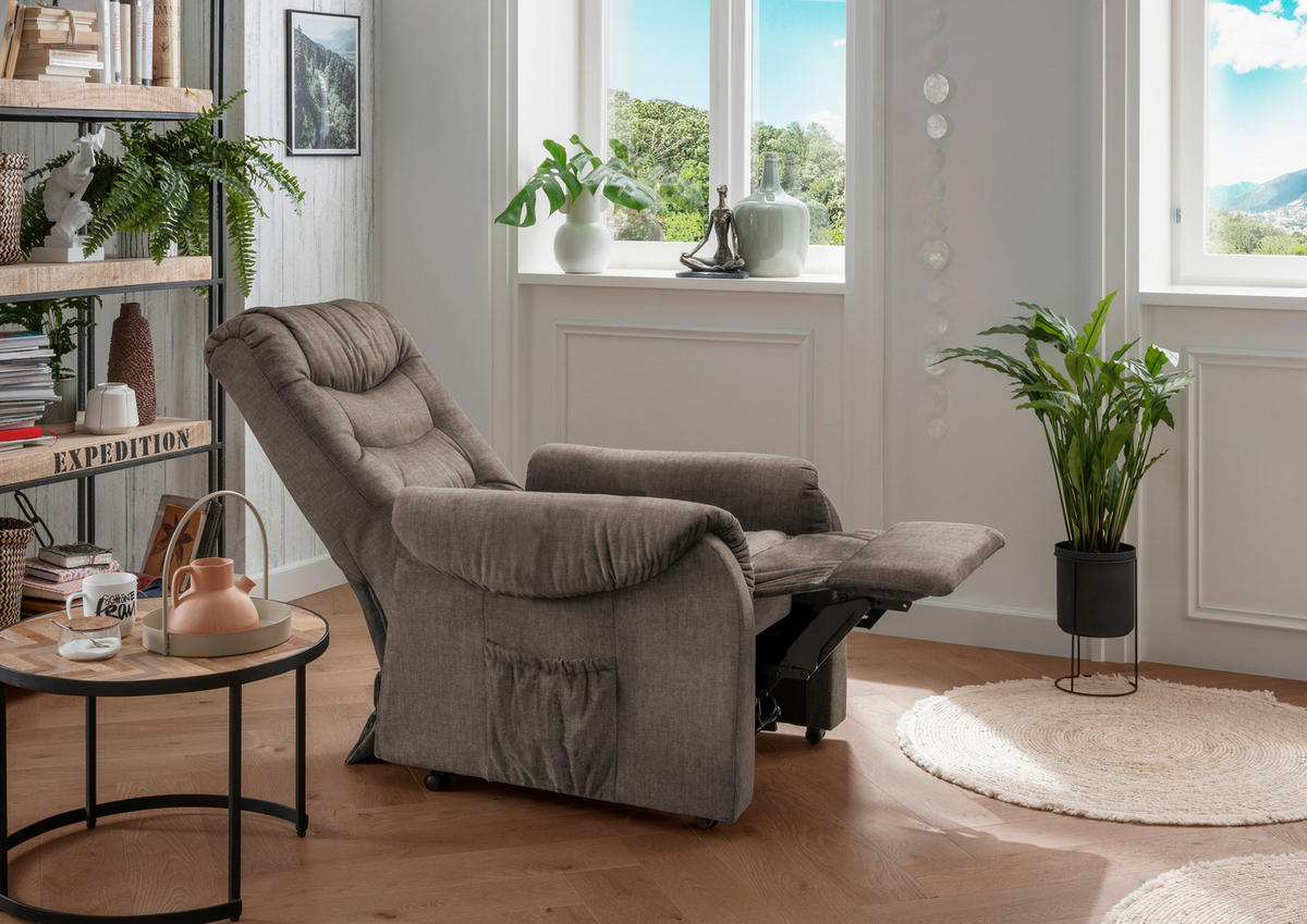 FERNSEHSESSEL in Velours Braun  - Schwarz/Braun, Design, Kunststoff/Textil (78/107/93cm) - Livetastic