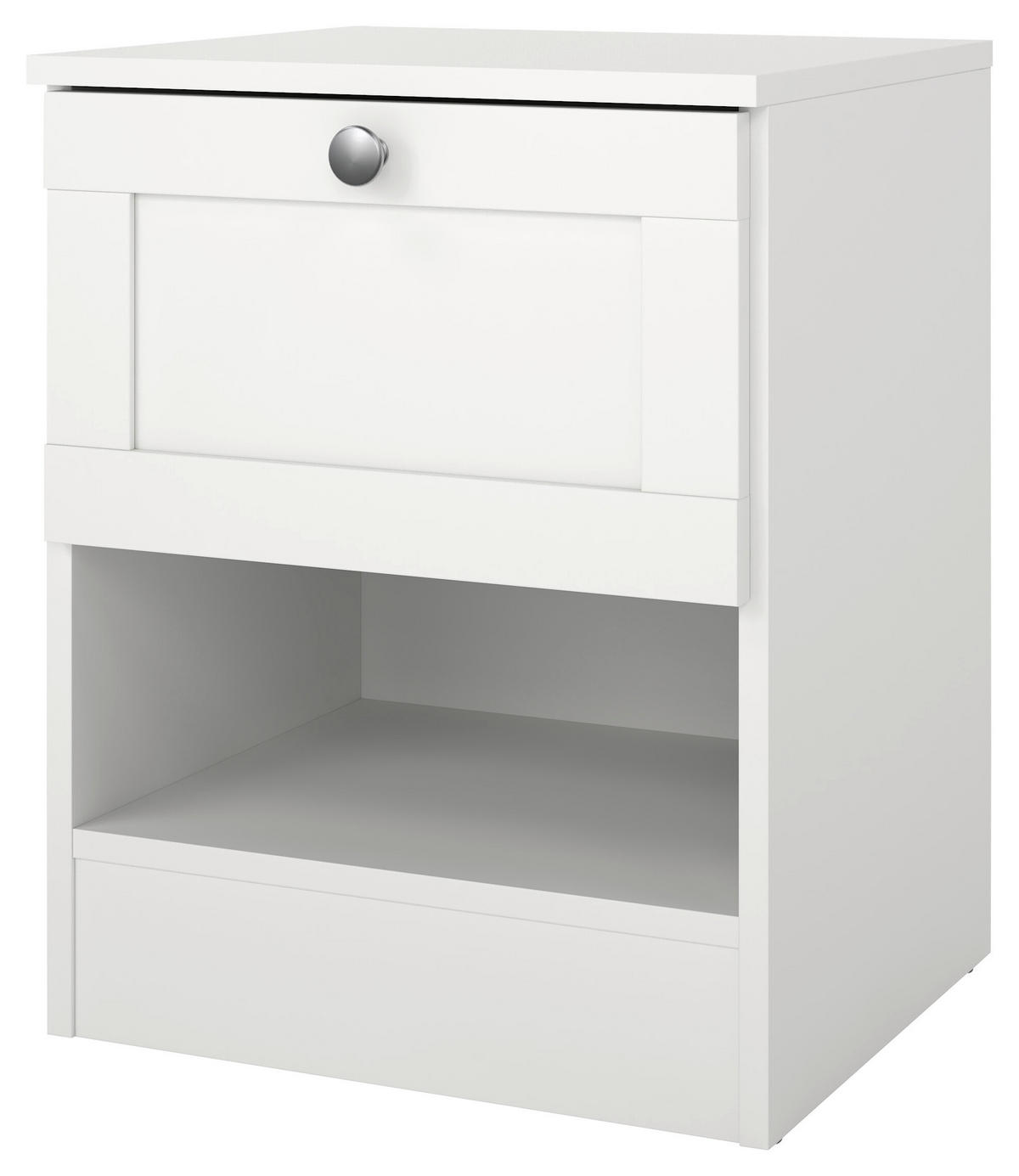 NACHTSCHRANK 40,2/51,2/36 cm  - Silberfarben/Weiß, MODERN, Holzwerkstoff/Metall (40,2/51,2/36cm) - MID.YOU