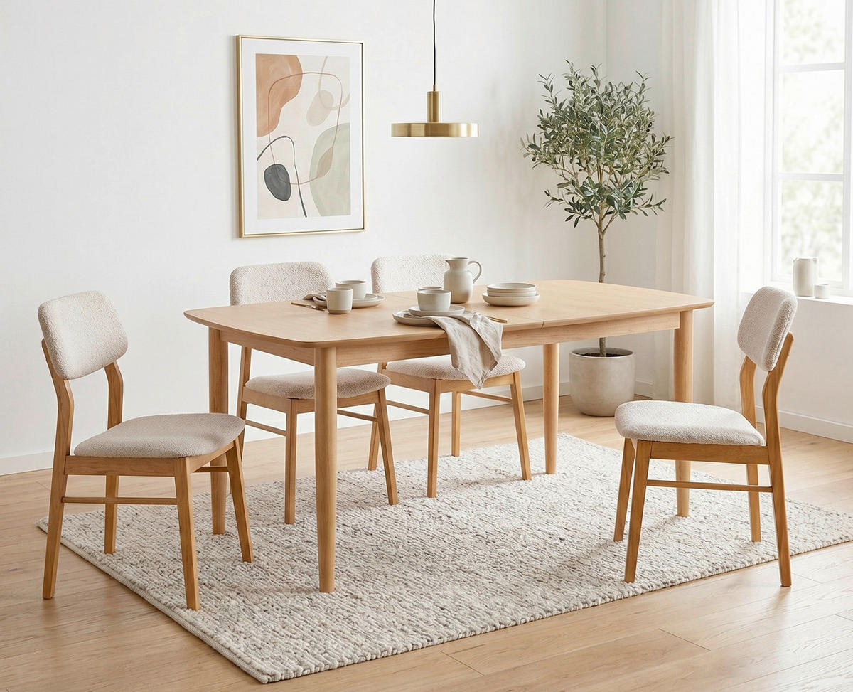 ESSTISCH 180-220/90/76 cm Echtholz  Holz ausziehbar rechteckig Eichefarben  - Eichefarben, KONVENTIONELL, Holz (180-220/90/76cm) - MID.YOU