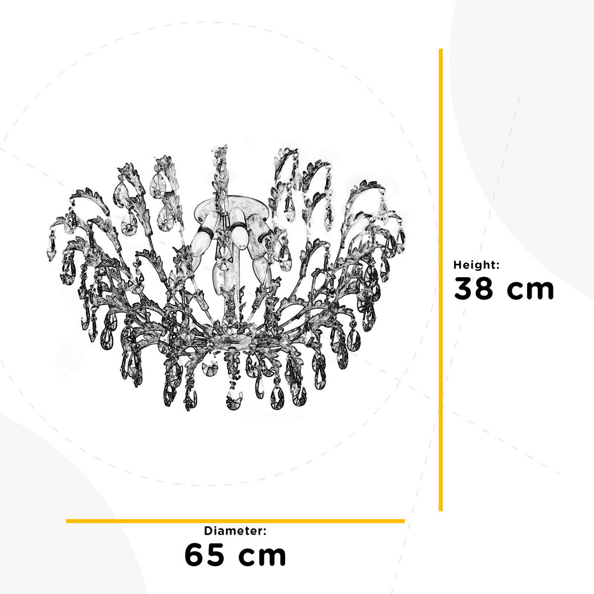 DECKENLEUCHTE 65/38 cm   - Weiß, KONVENTIONELL, Glas/Metall (65/38cm)