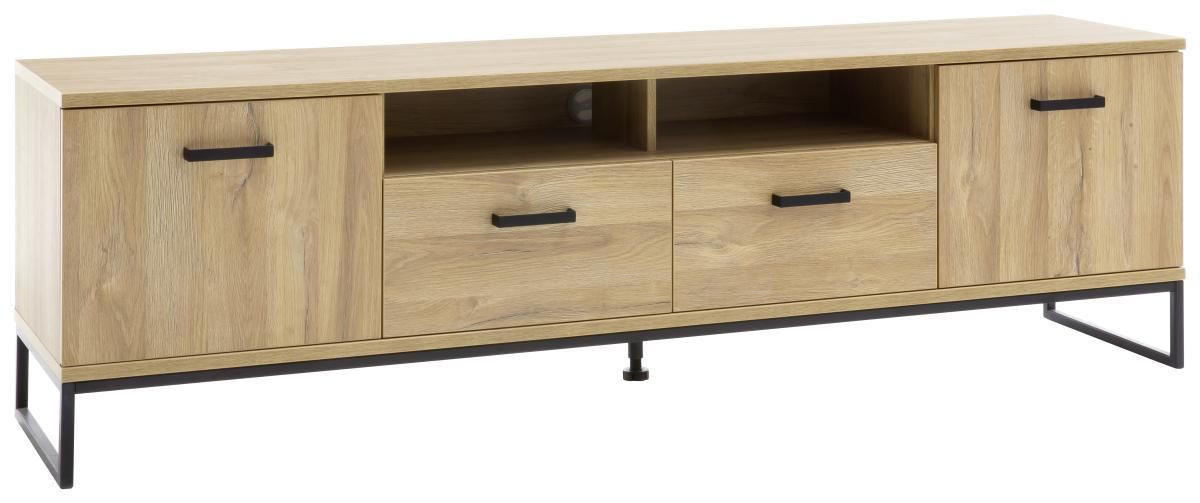 TV-ELEMENT Schwarz, Eichefarben  - Eichefarben/Schwarz, KONVENTIONELL, Holzwerkstoff/Metall (201/60/44cm)
