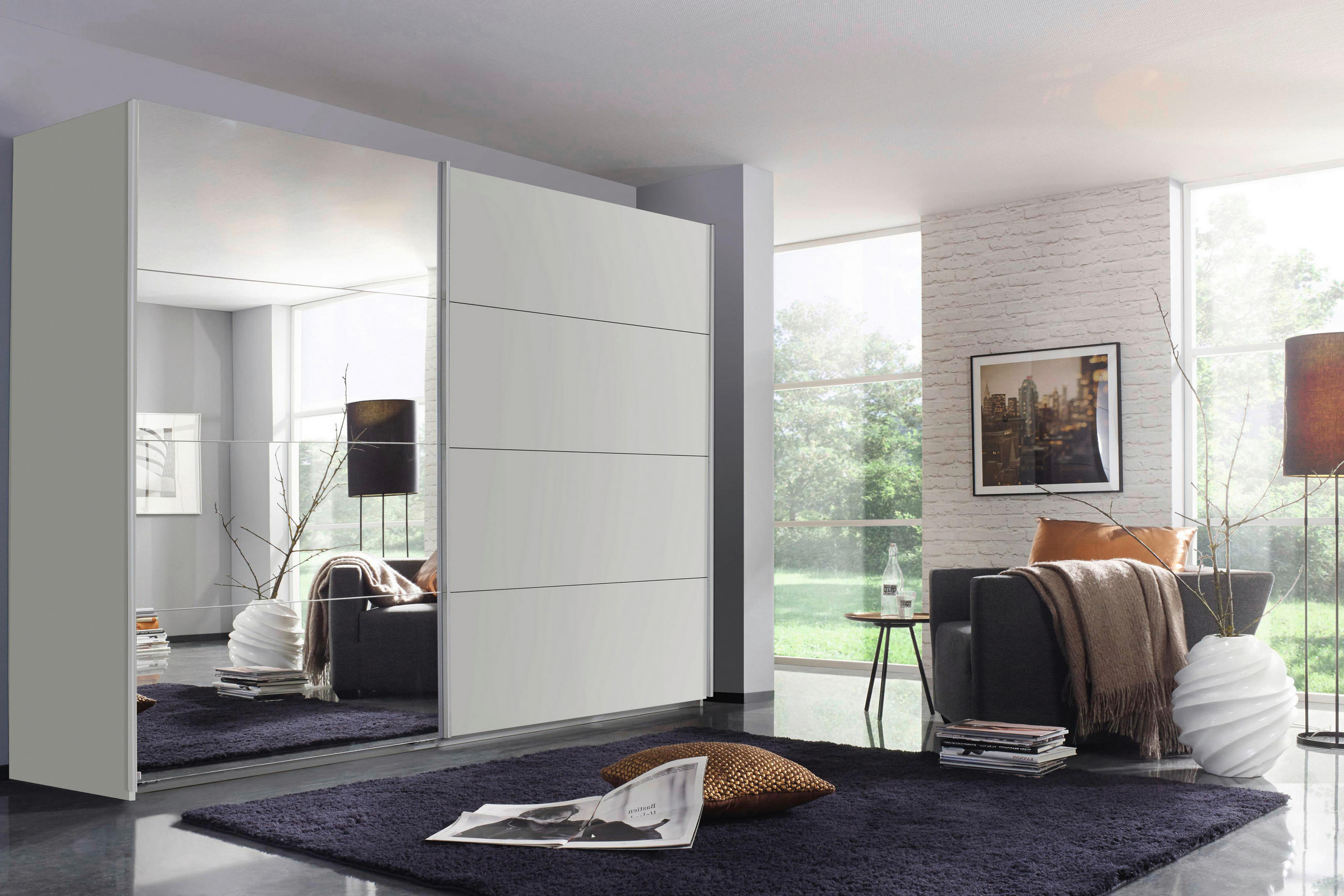 SCHWEBETÜRENSCHRANK  in Grau  - Grau, KONVENTIONELL, Glas/Holzwerkstoff (271/210/62cm) - Xora