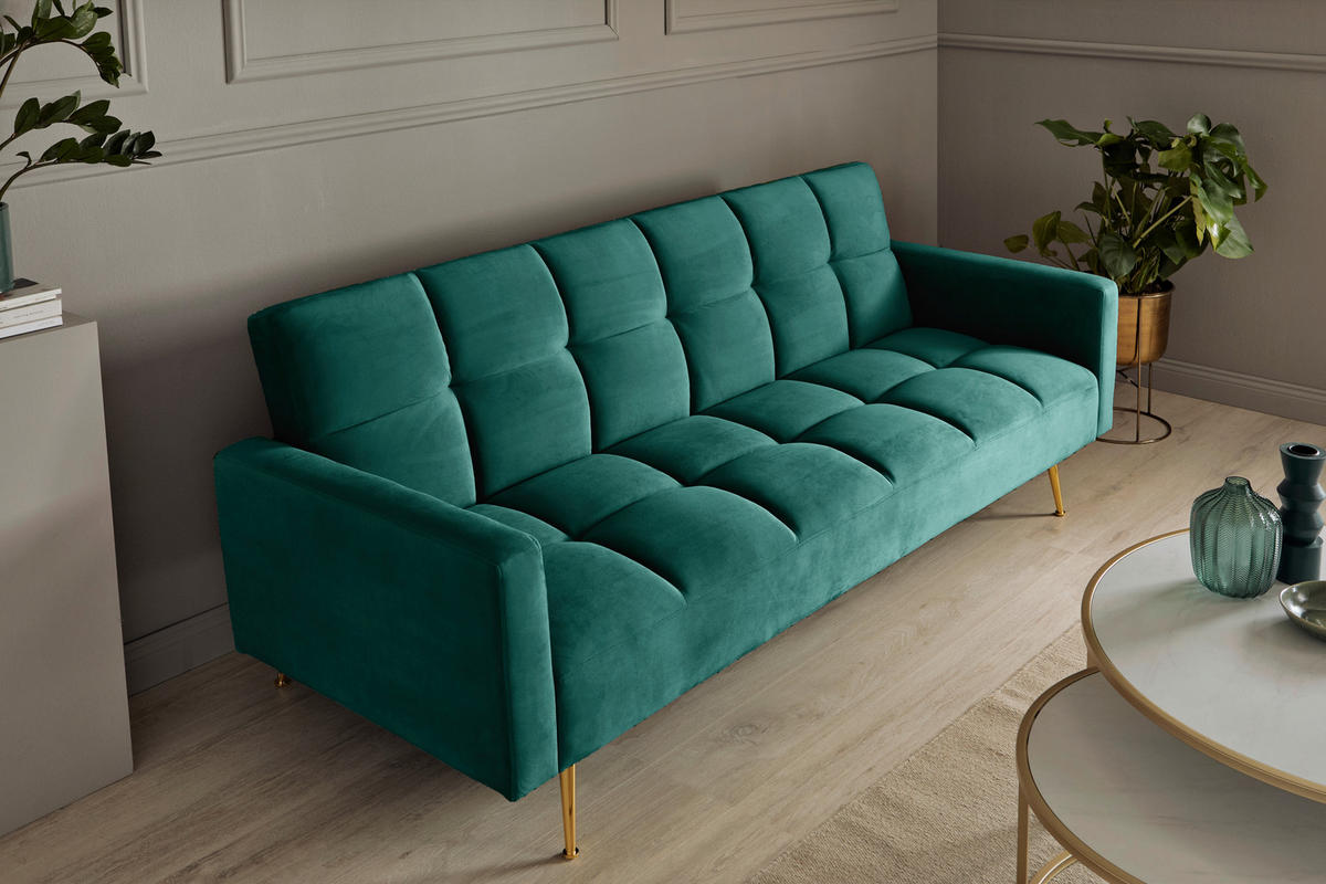 SCHLAFSOFA Grün, Opal  - Goldfarben/Opal, MODERN, Holz/Textil (213/84/84cm) - Livetastic