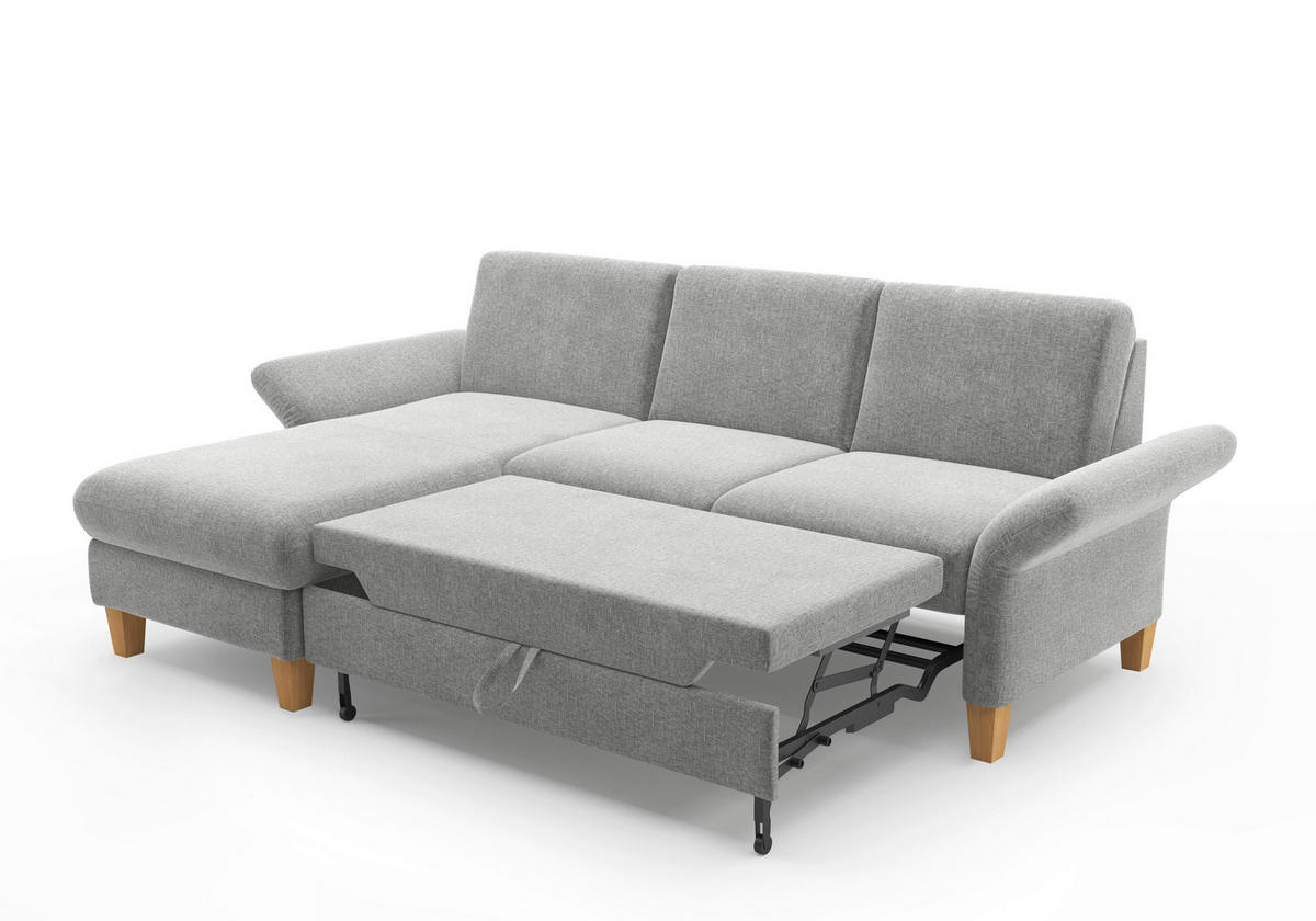 ECKSOFA ROCHELLE E Hellgrau Flachgewebe  - Eichefarben/Hellgrau, KONVENTIONELL, Holz/Textil (164/251cm) - Sit & More