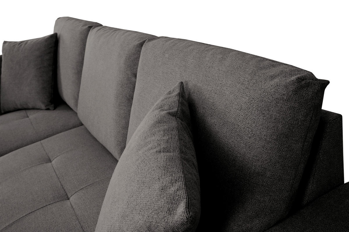 ECKSOFA LUKAS Dunkelgrau Struktur Zierkissen, Bettkasten  - Dunkelgrau, Trend, Textil (158/239cm) - P & B